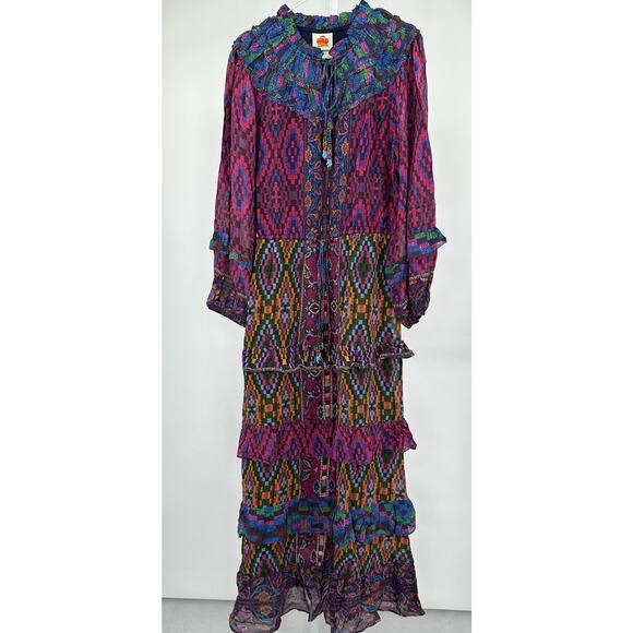 Farm‎ Rio - Mixed Tapestry Scarf Maxi Dress Medium - Picture 3 of 11